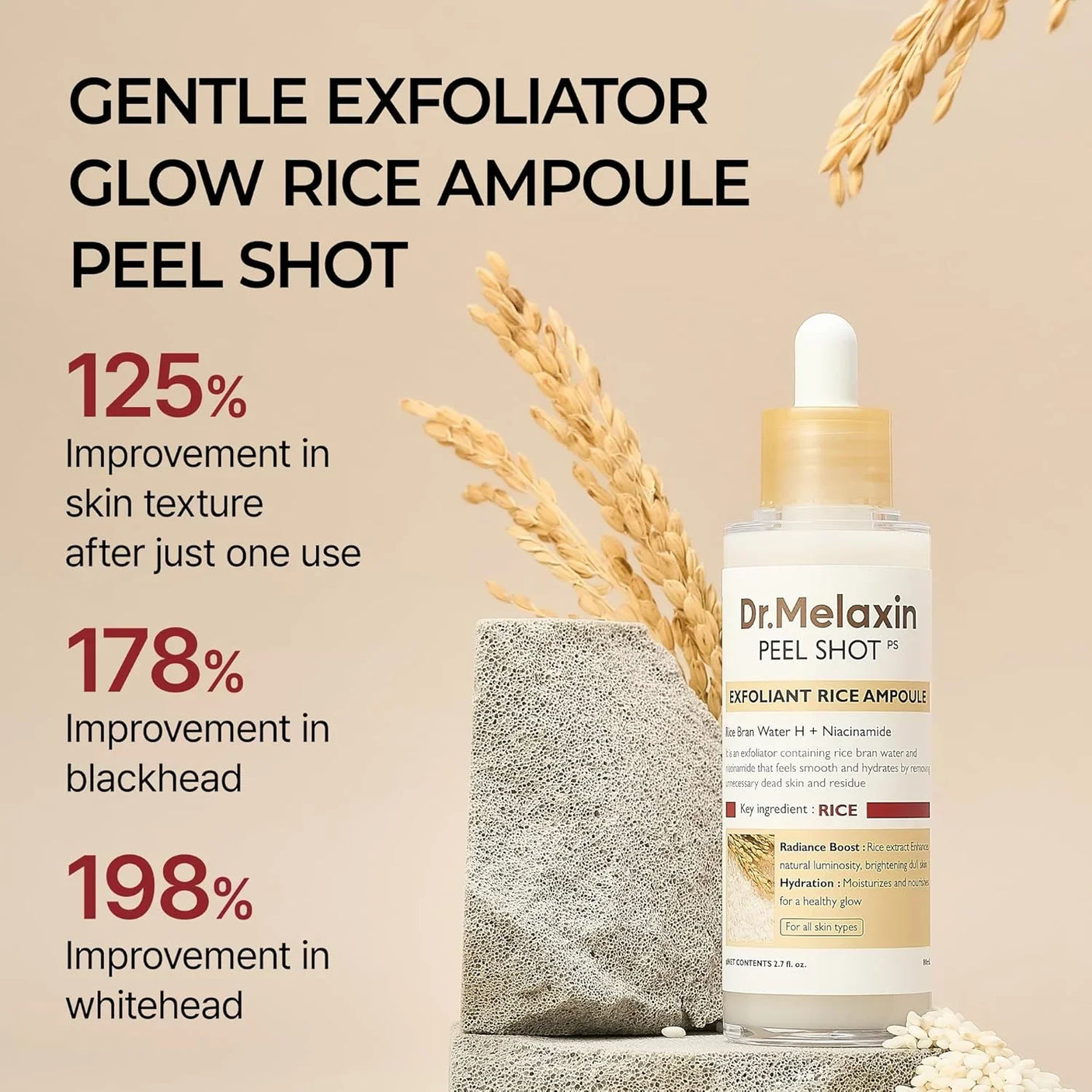 Dr.Melaxin Peel Shot Exfoliating With White Rice Ampoule - 80ml