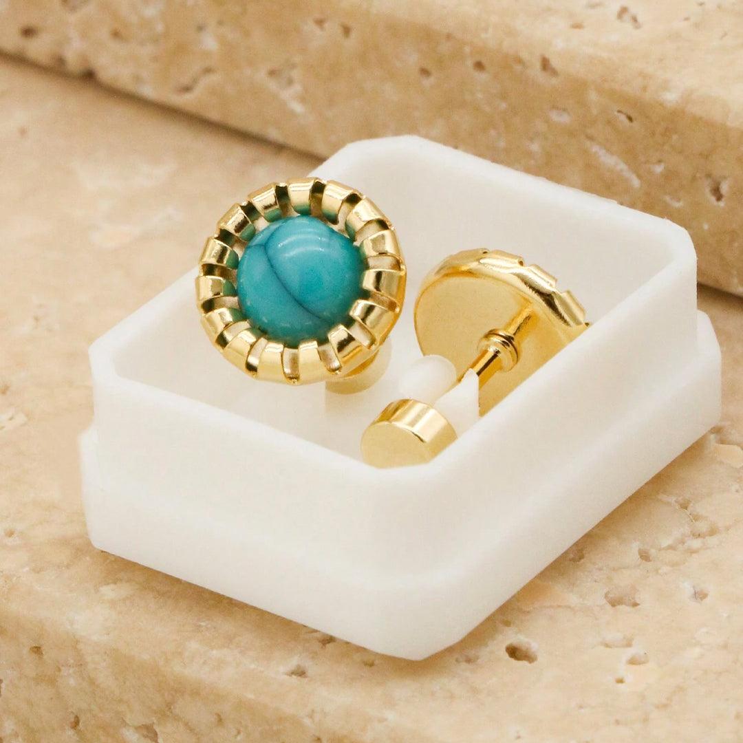 Golden Stainless Steel Stud Earings - 079