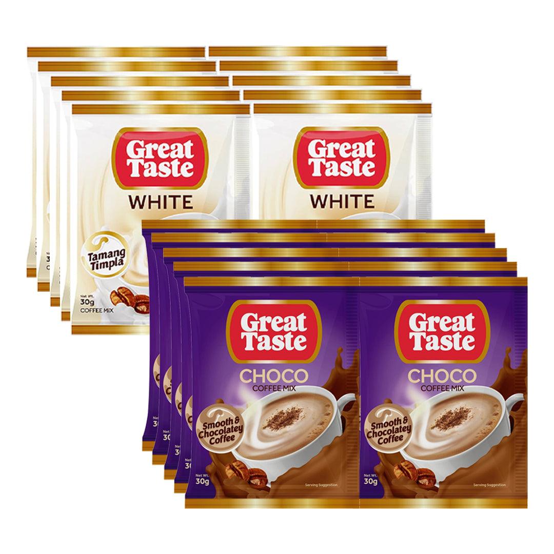 Great Taste White + Choco Coffee Mix 10 x 30gm (1+1) Offer