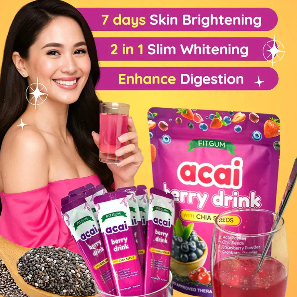 Fitgum Acai Berry Drink With Chia Seeds - 40g (4g x 10 Sachets)