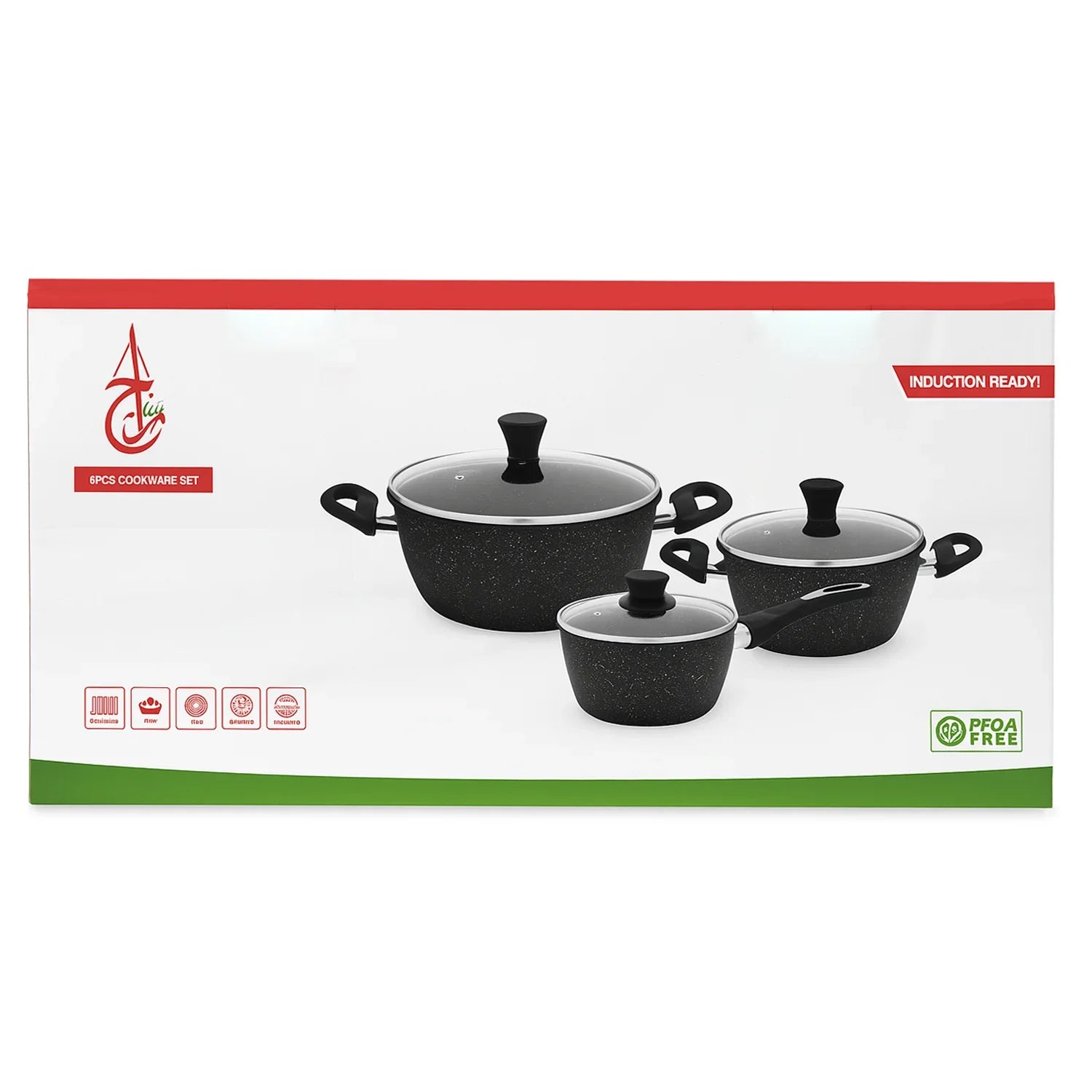 Granit Coating Non-Stick Cookware Set - 6 Pcs