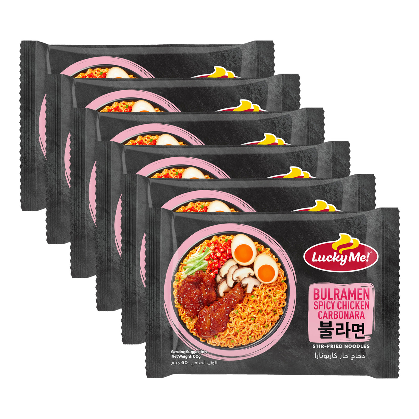 Lucky Me Bulramen Spicy Chicken Carbonara Noodles - 60g (5+1) Offer