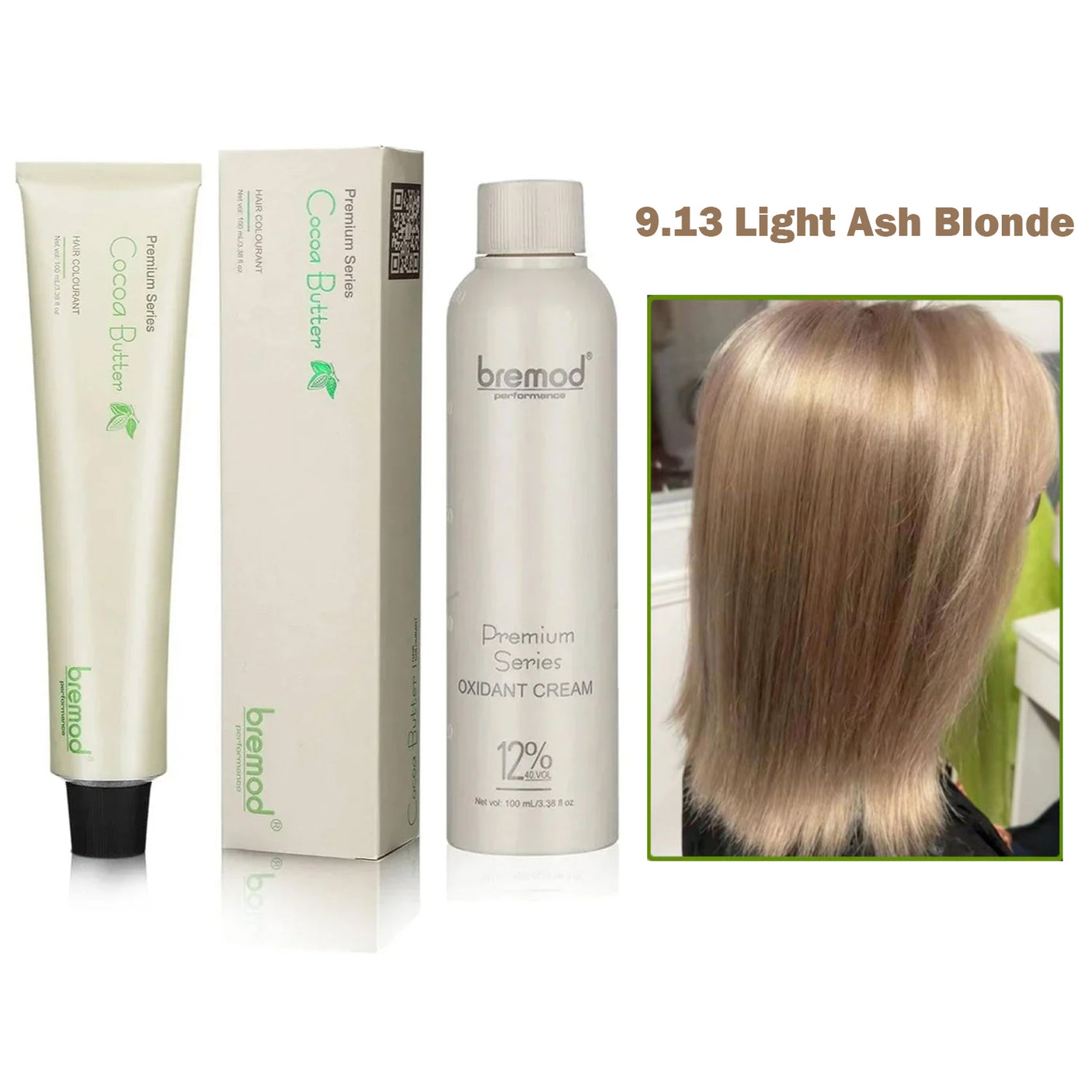 Bremod 9.13 Light Ash Blonde Hair Color + Oxidant Cream - 100ml+100ml