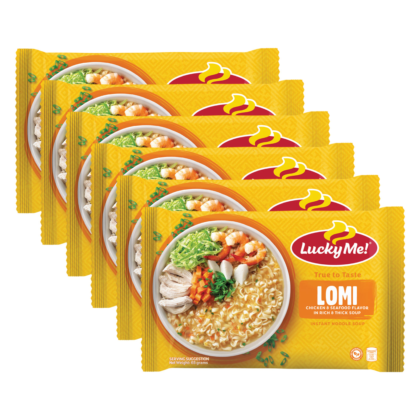 Lucky Me Lomi Chicken & Seafood Flavour Noodle Soup - 65g (5+1) Offer