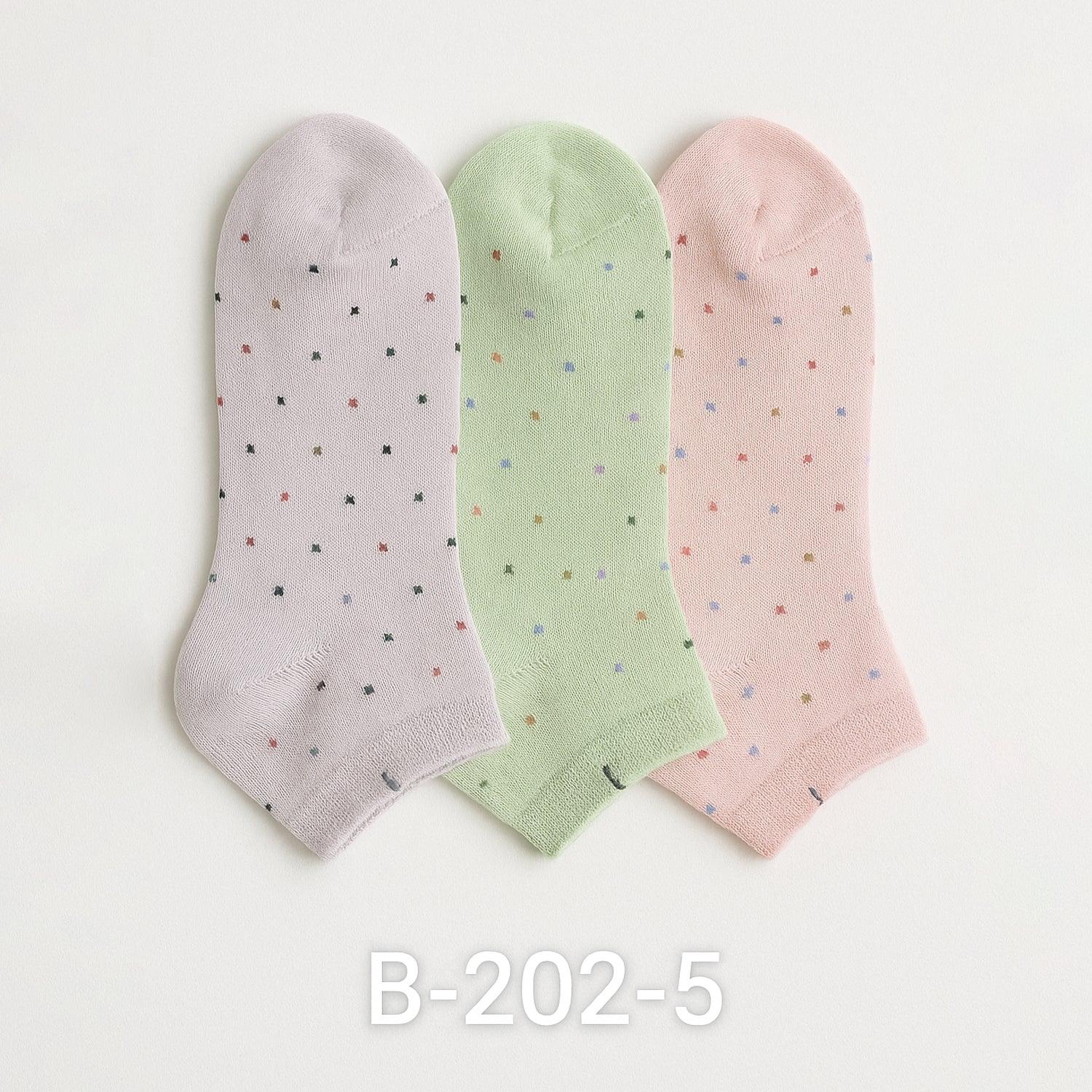 Soft Elastic Ankle Socks - 3 Pairs B-202-5