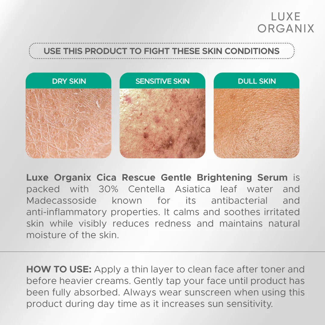 Luxe Organix Cica Rescue Gentle Brightening Serum - 30ml