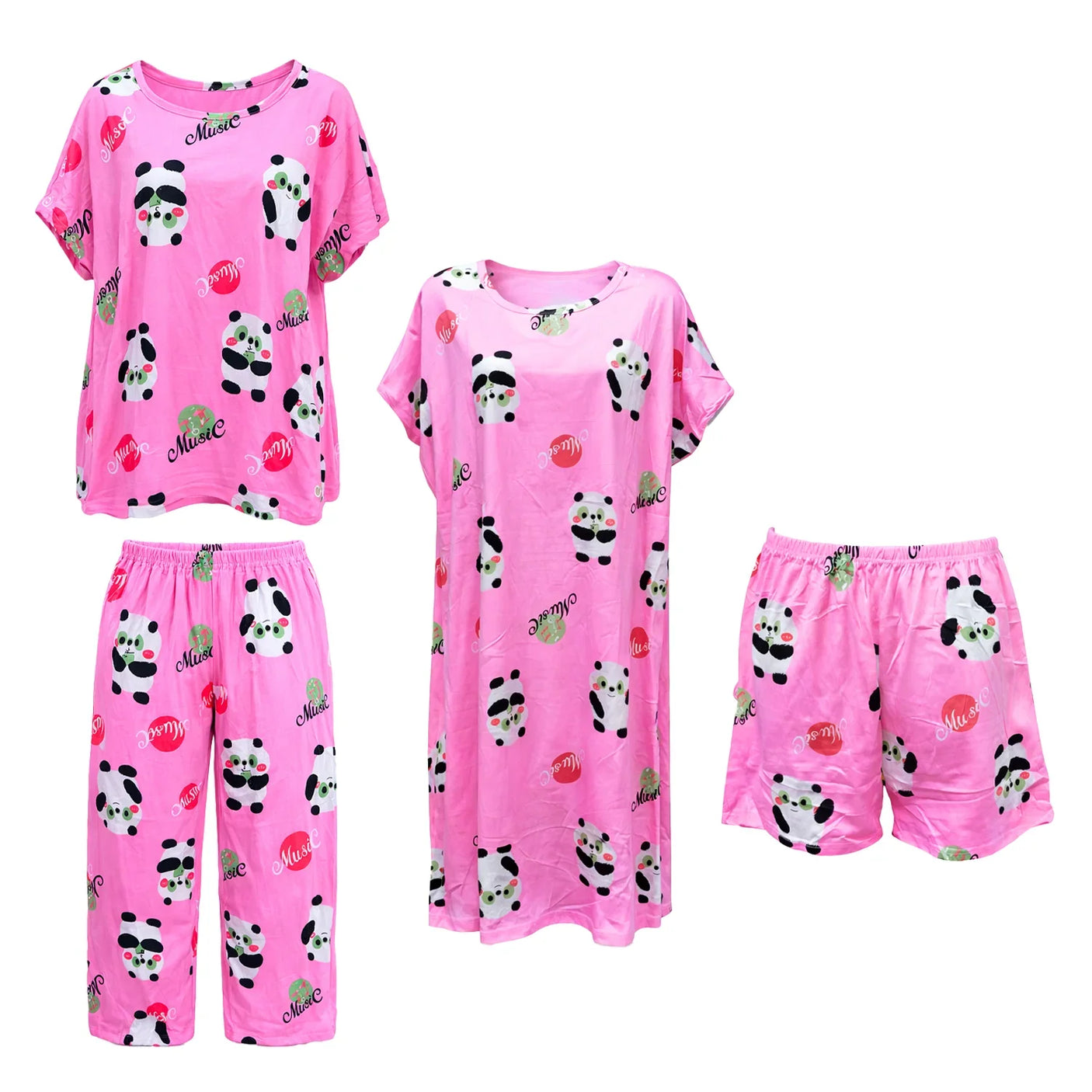 Women's Korean Fashion Pajamas 4 Pcs Set A-08