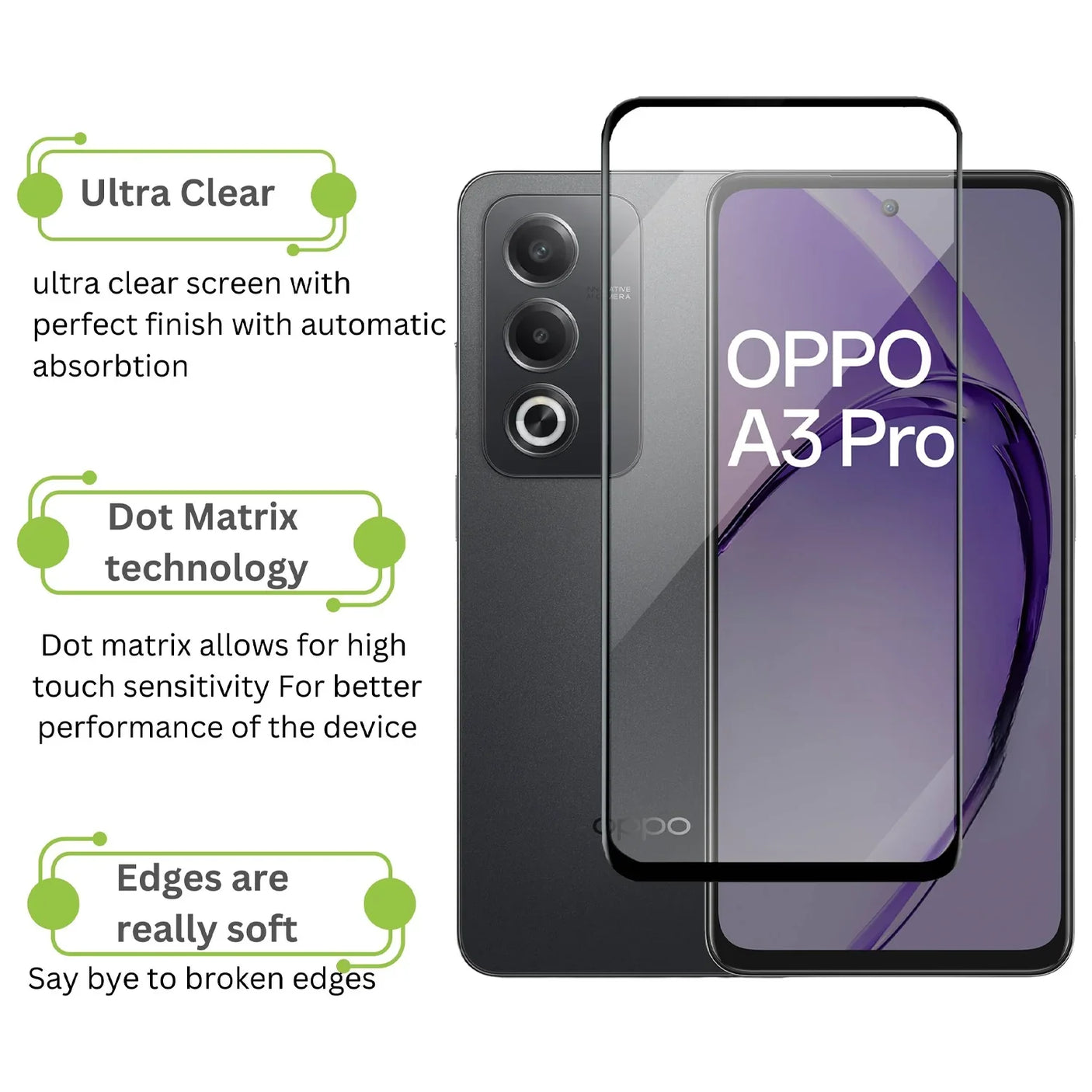 زجاج حماية عالي الدقة لهاتف Oppo A3 Pro
