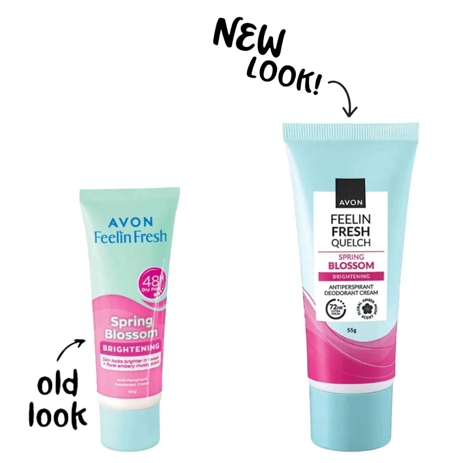 Avon Feelin Fresh Quelch Spring Blossom Brightening Antiperspirant Deo Cream - 55g