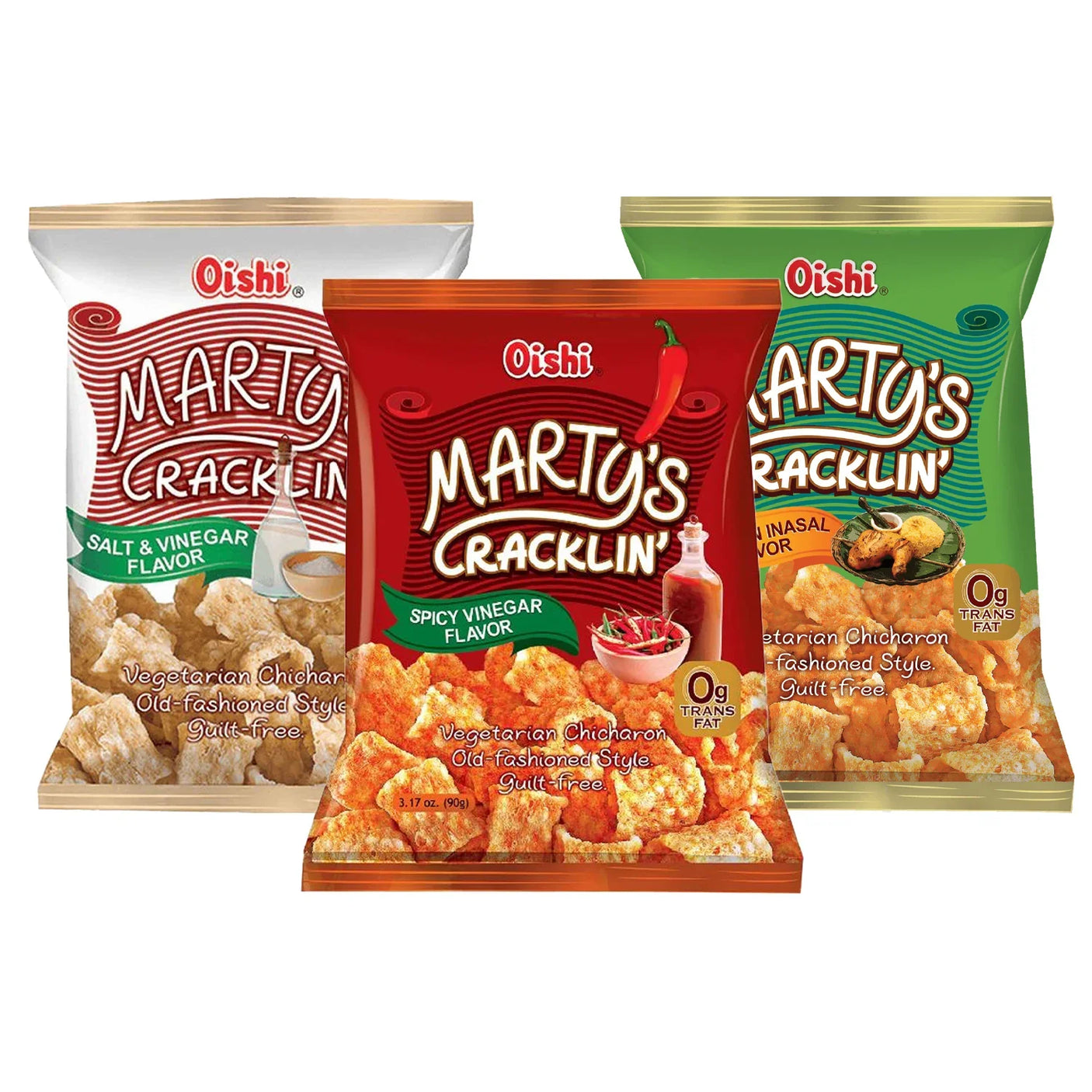 Oishi Variety Pack - 90g×3Pcs (Salt & Vinegar, Chicken Inasal, Spicy Vinegar)