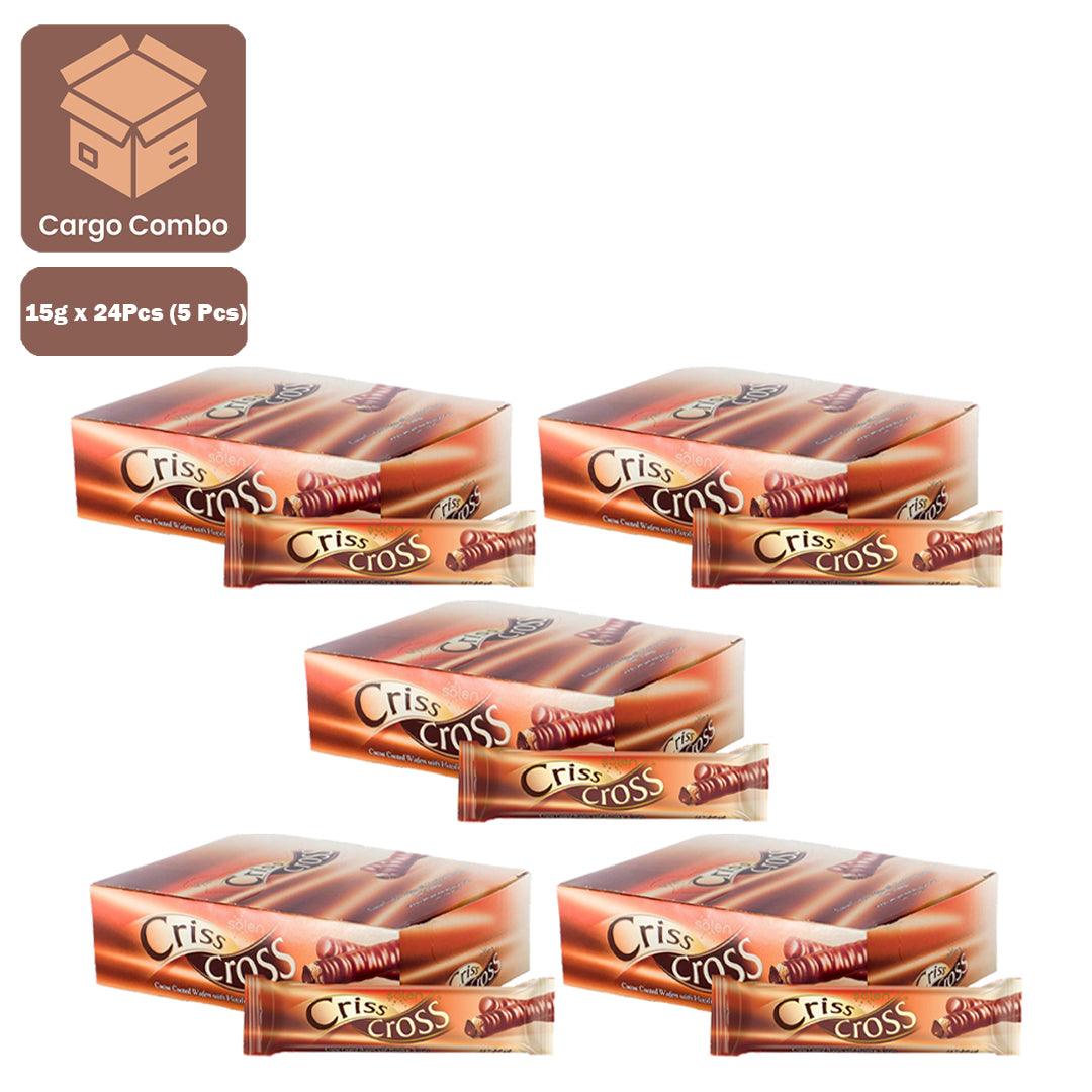 Solen Criss Cross Cocoa Coated Wafer With Hazelnut Cream - 15g x 24Pcs (5 Pcs)