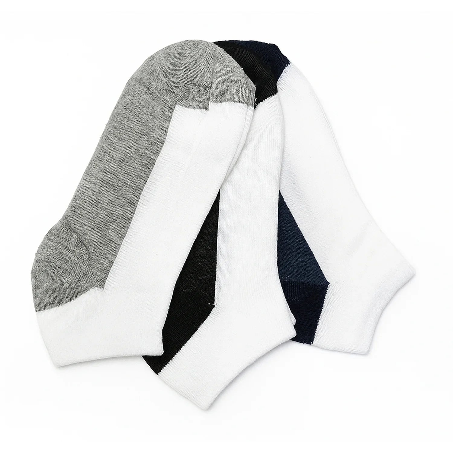 Double Color Soft Elastic Ankle Socks - 3 Pairs - 685BB