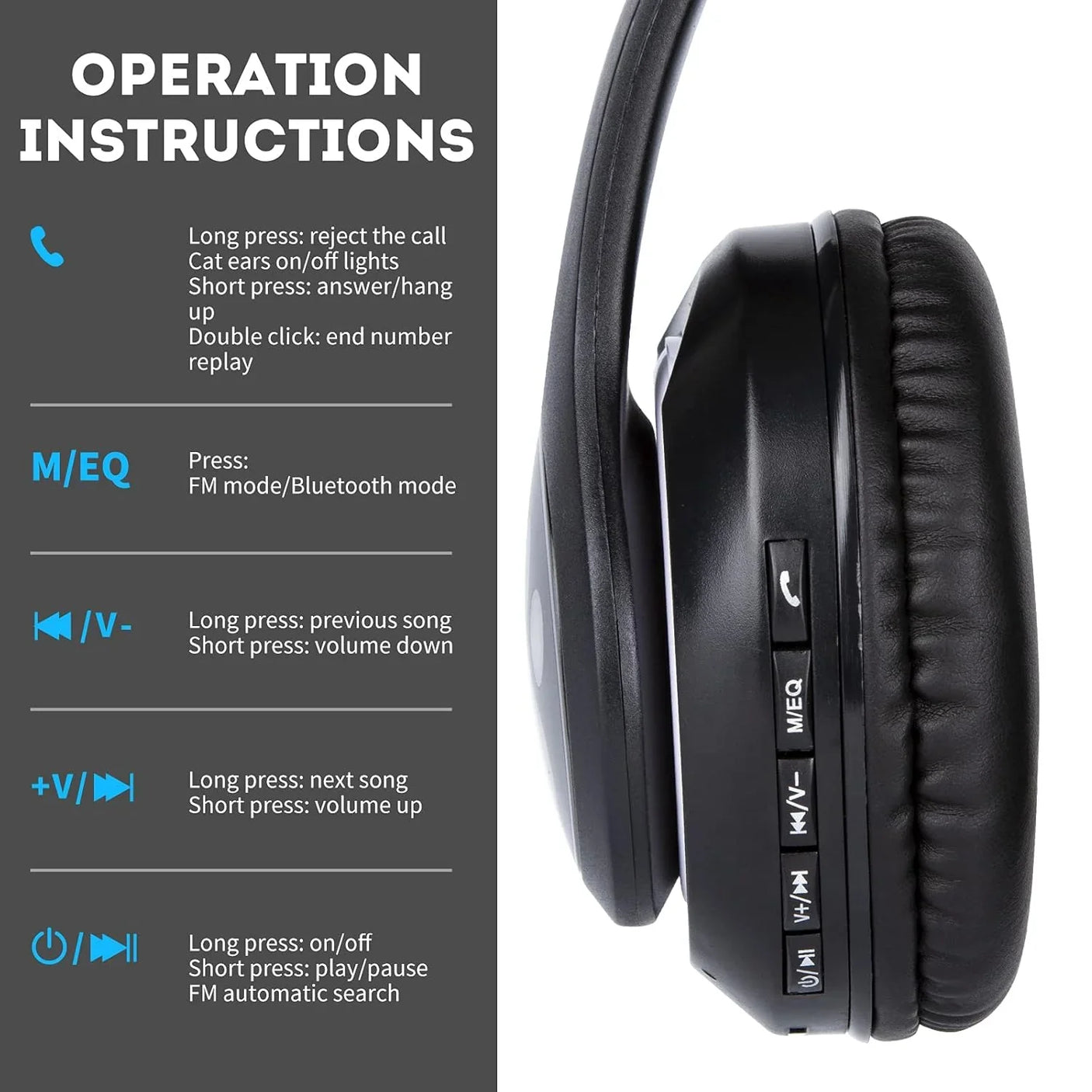 RGB Glow Lights Cat Ear Wireless Headphone STN-28