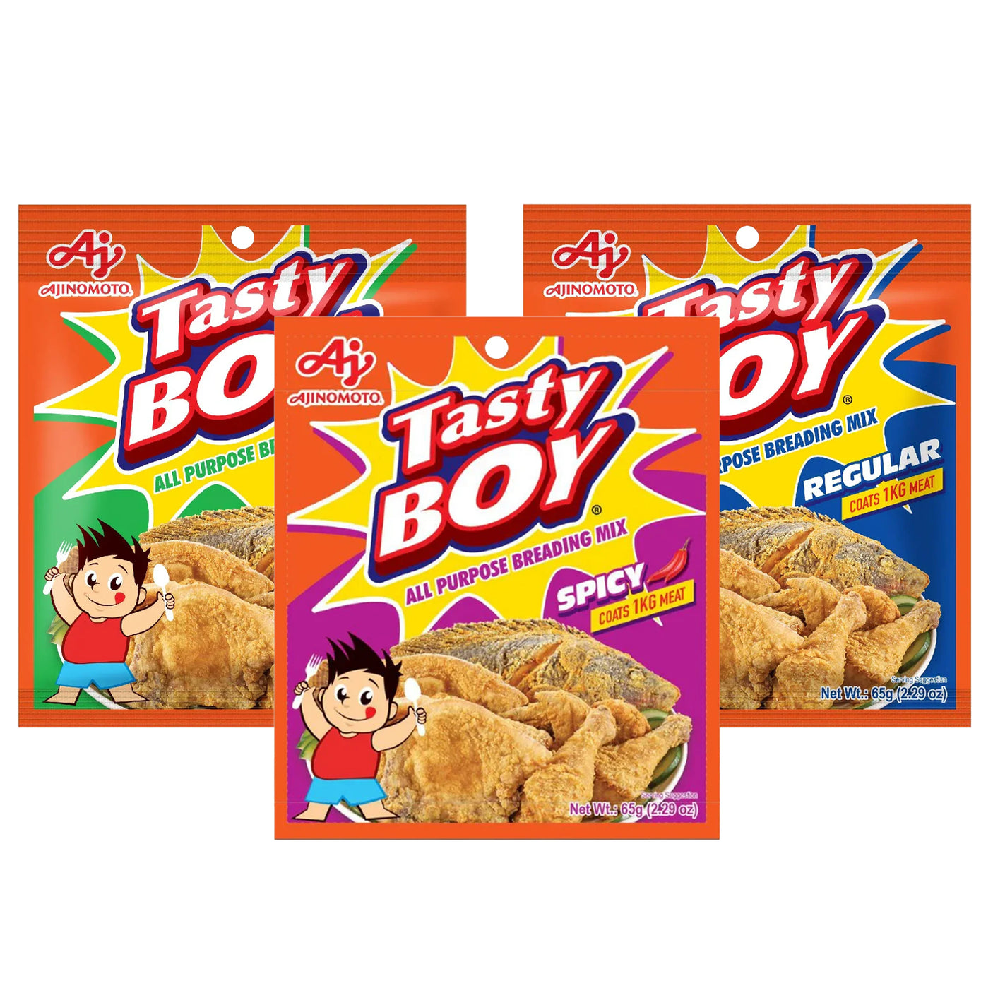 Tasty Boy All Purpose Breading Mix (Spicy, Garlic & Regular) - 65g (2+1) Offer