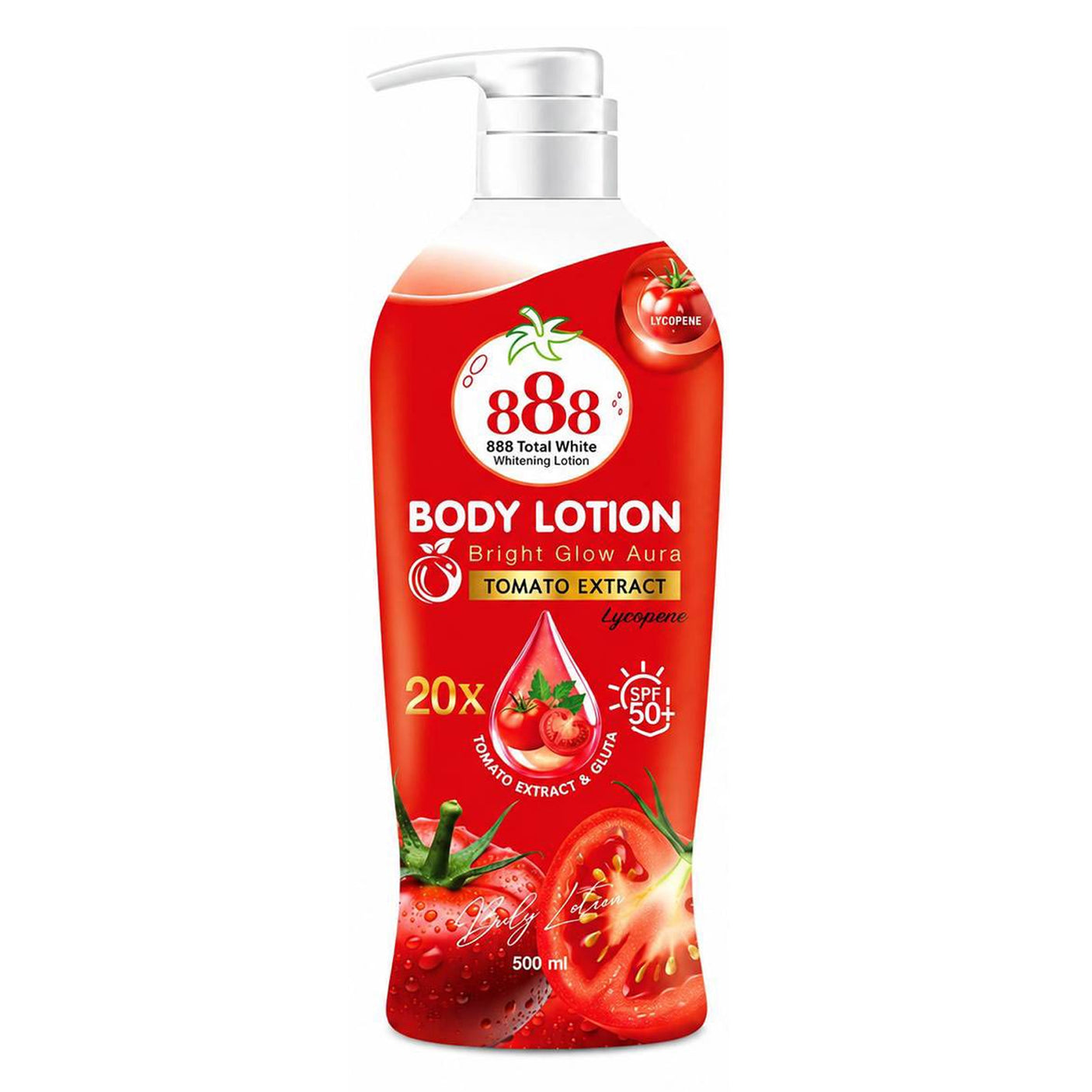 لوشن الجسم 888 Total White بخلاصة الطماطم ومعامل حماية SPF50+ - 500 مل