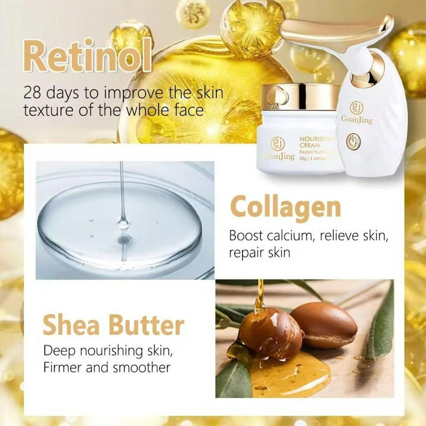 Nourishing Lifting Skincare Set Facial Massager + Cream - GJ7206