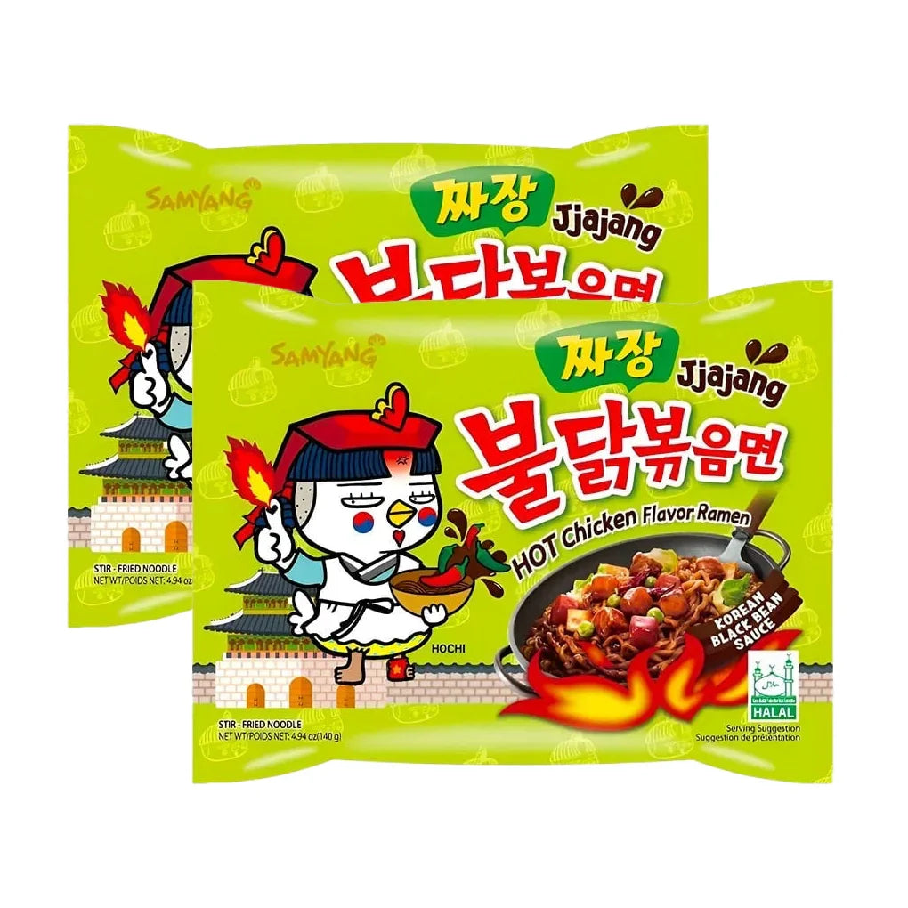 Buldak Hot Chicken Flavor Ramen Green- 2Pcs × 140g (Offer)