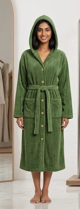 Long Sleeves Quick Dry Comfortable Flannel Bathrobe