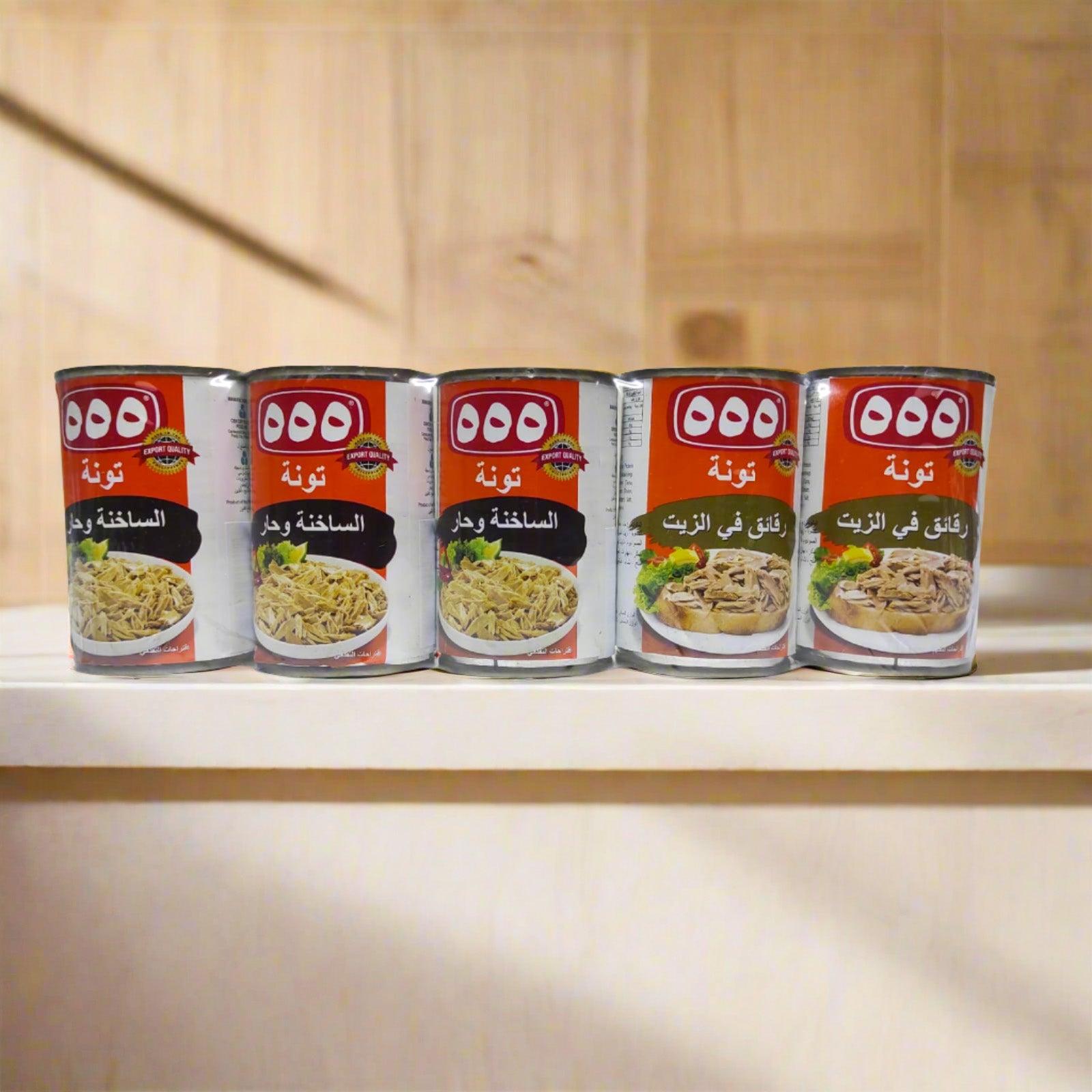 555 تونة، 2 رقائق في الزيت، 3 حار ومتبل، 155 جرام، عبوة اقتصادية