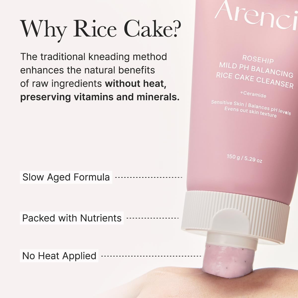 Arencia Rosehip Mild pH Balancing Rice Cake Cleanser - 150g