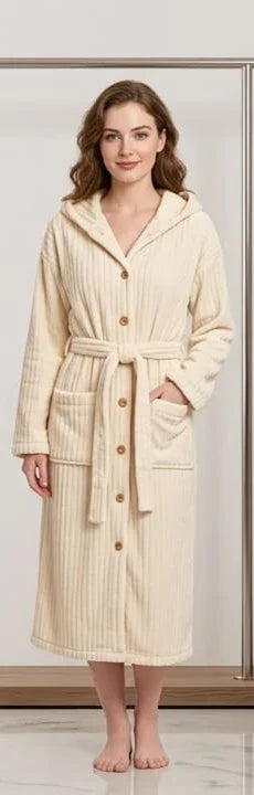 Long Sleeves Quick Dry Comfortable Flannel Bathrobe