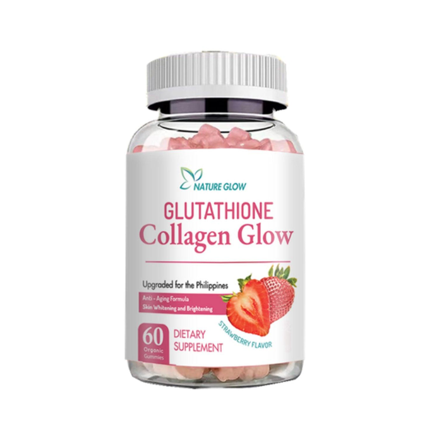مستحضر Nature Glow Glutathione Collagen Glow بنكهة الفراولة