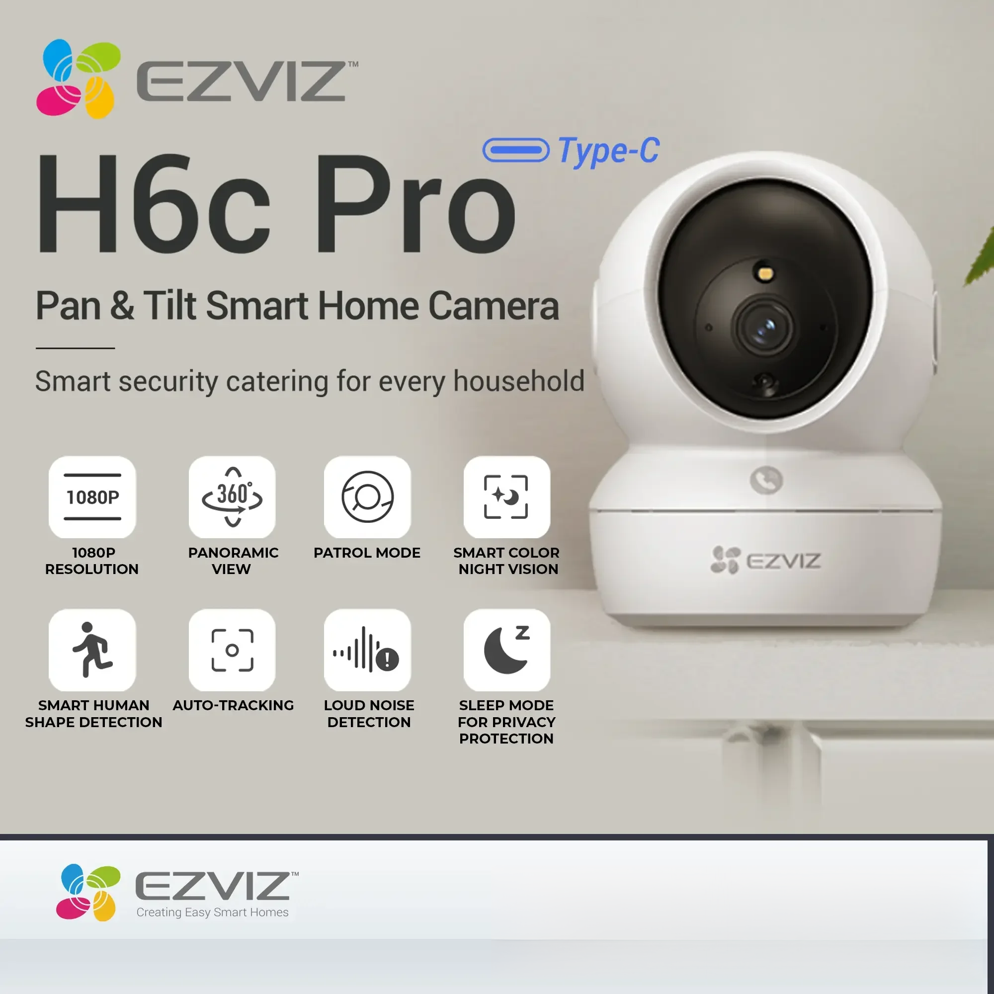 EZVIZ 360° Smart Home Camera 1080P - H6c Pro