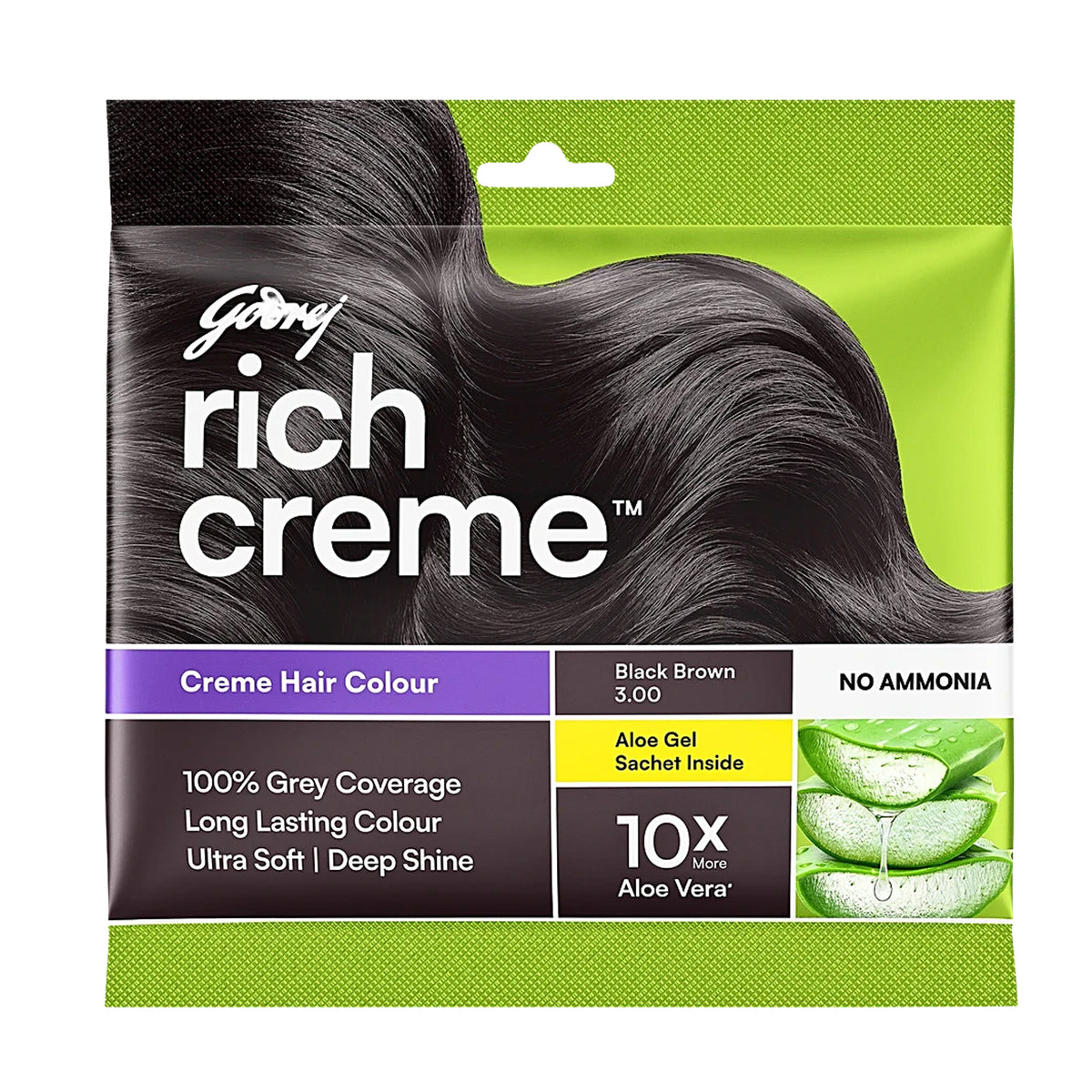 Godrej Rich Creme Hair Color Black Brown 3.00 - 20g + 20ml