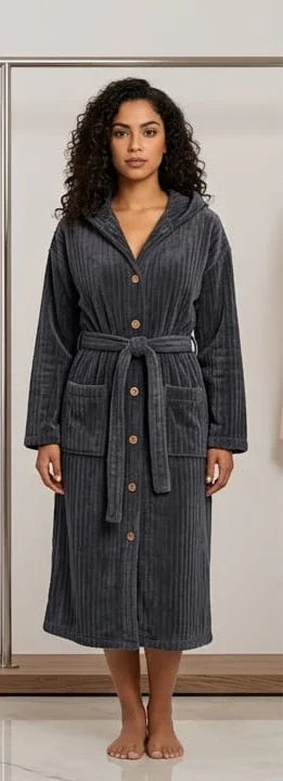 Long Sleeves Quick Dry Comfortable Flannel Bathrobe