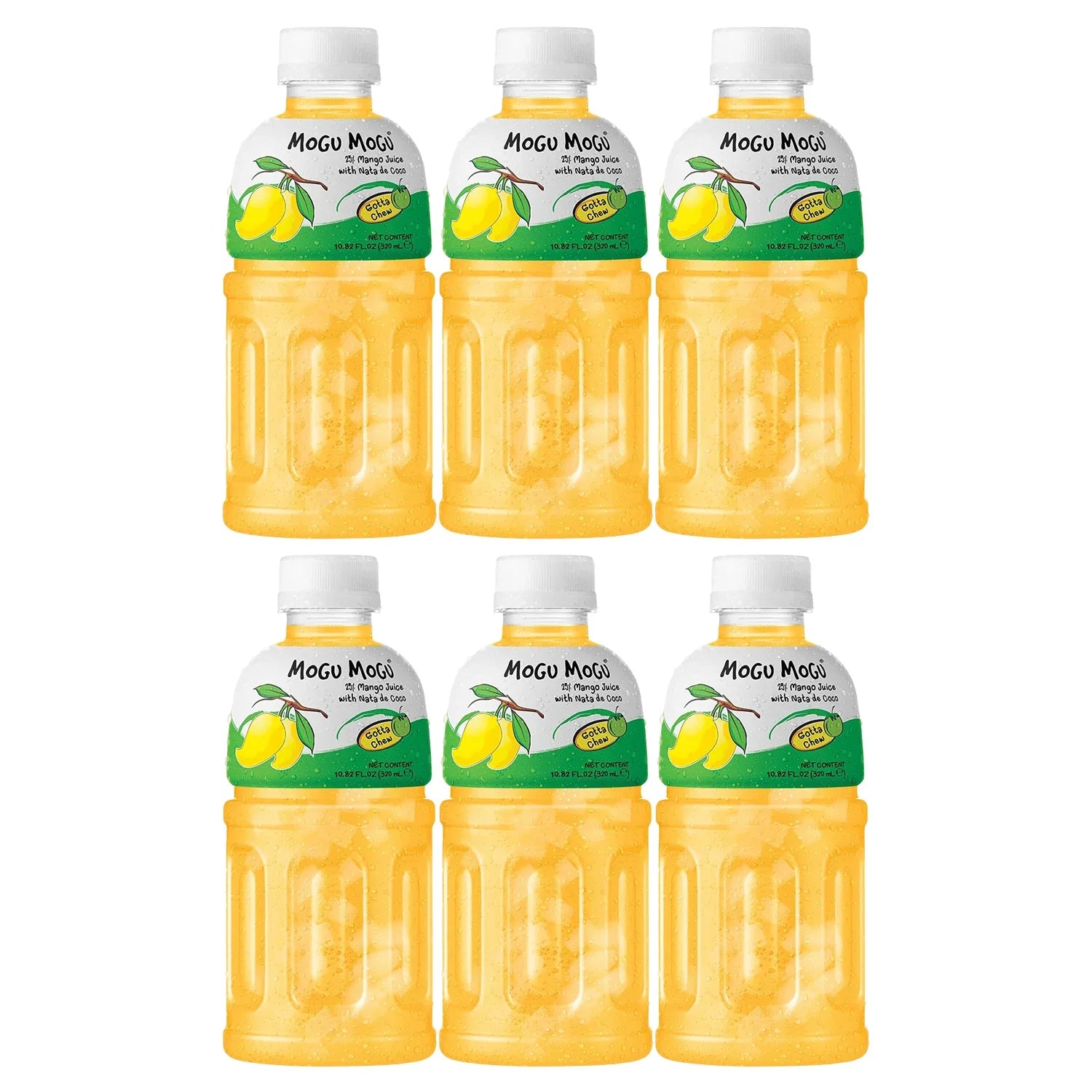 Mogu Mogu Mango Juice With Nata De Coco - 320ml × 6 Pcs