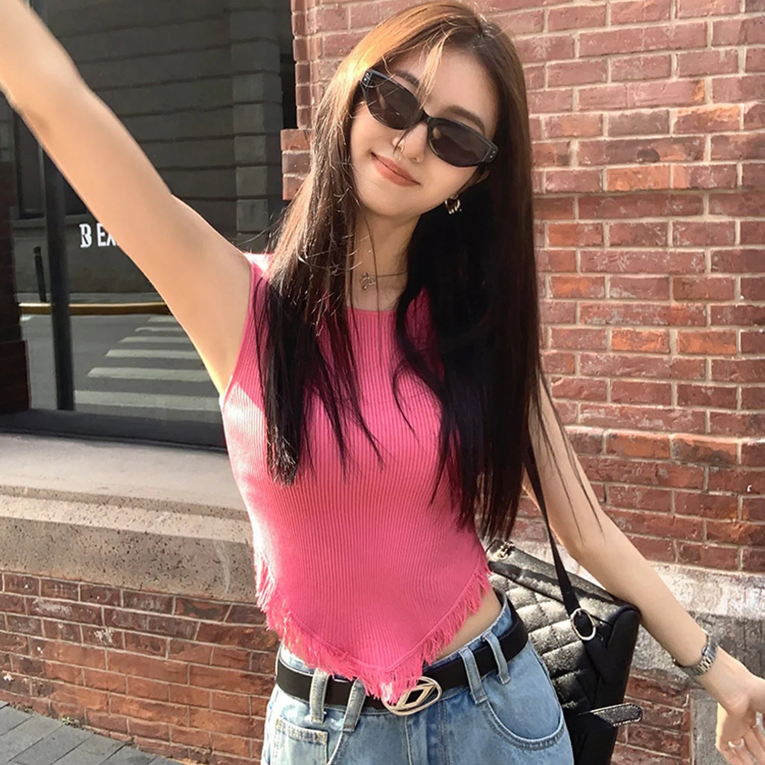 Sleeveless Korean Style Crop Top - 9085