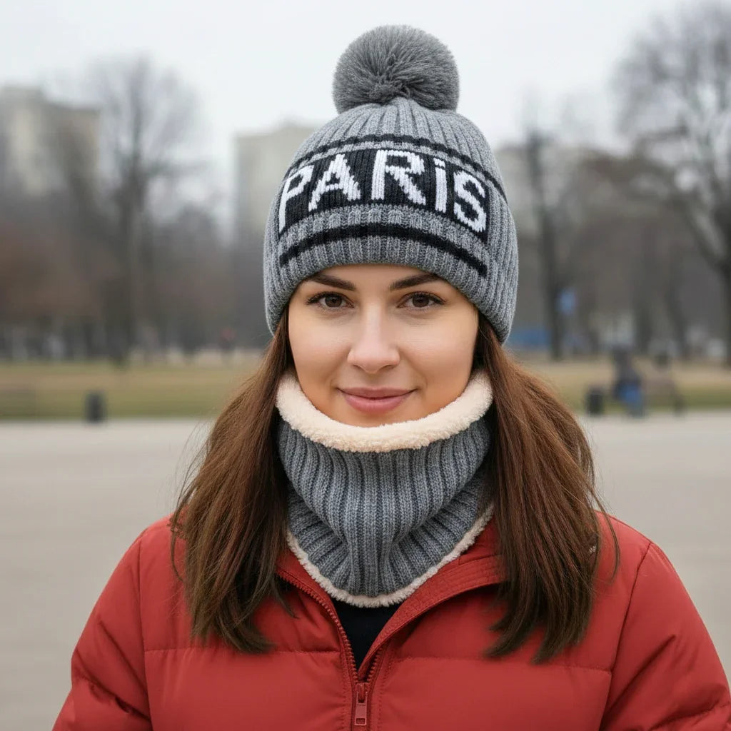 Winter Warm Knit Beanie Hat & Scarf Set