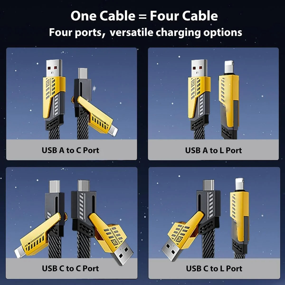 Hitage 80W 4 in 1 Fast Charging Braided Cable WB-97