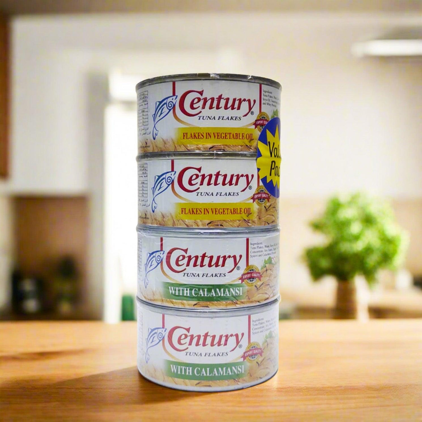 Century Tuna Flakes in Veg Oil + With Calamansi Value Pack 4x180 gm