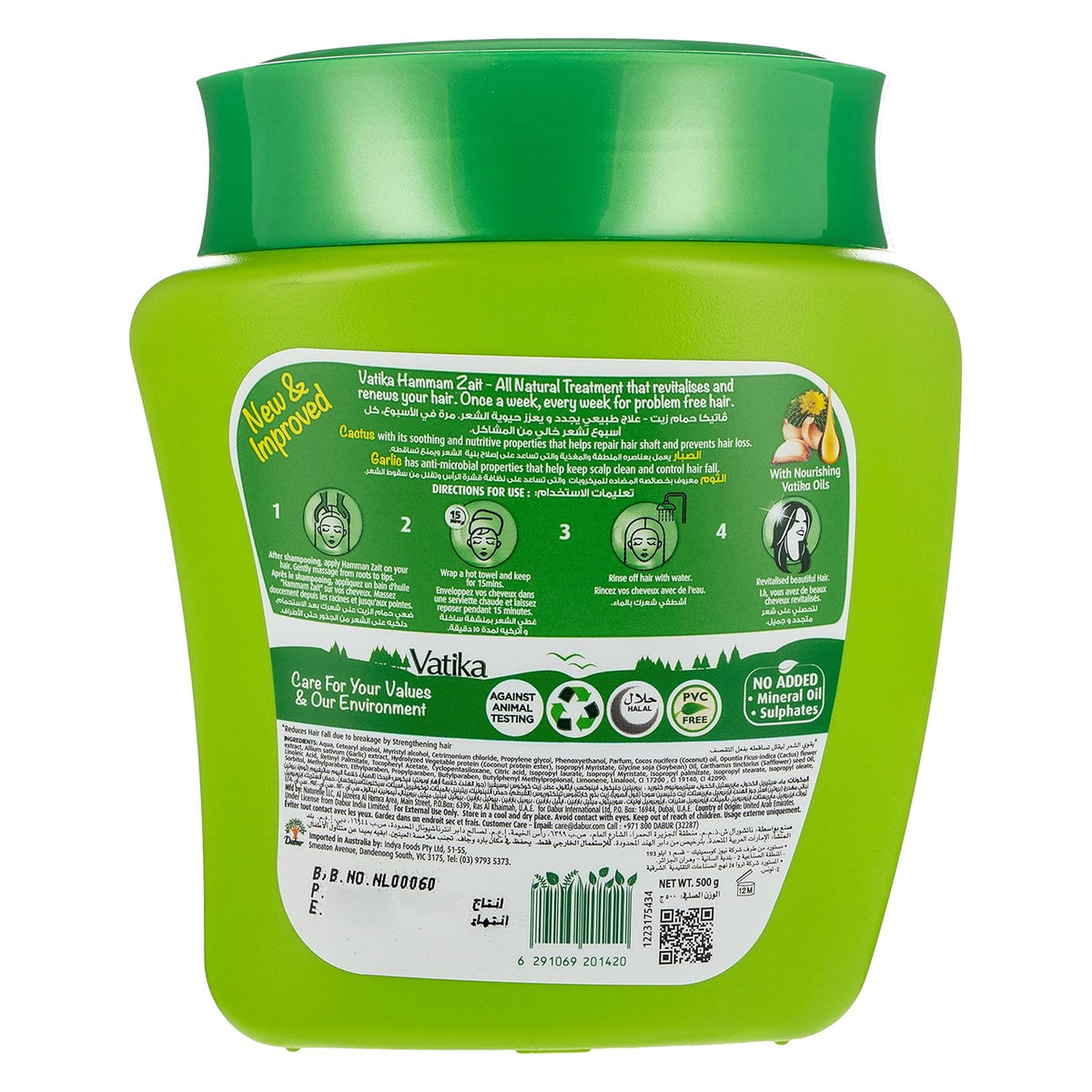 Vatika Cactus & Garlic Hot Oil Treatment For Hair Fall Control - 500g