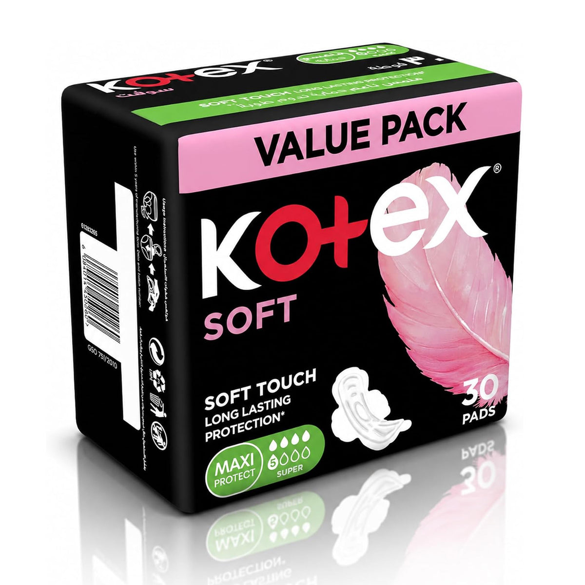 Kotex Soft Touch Maxi Protect Sanitary Pads with Wings - 30s