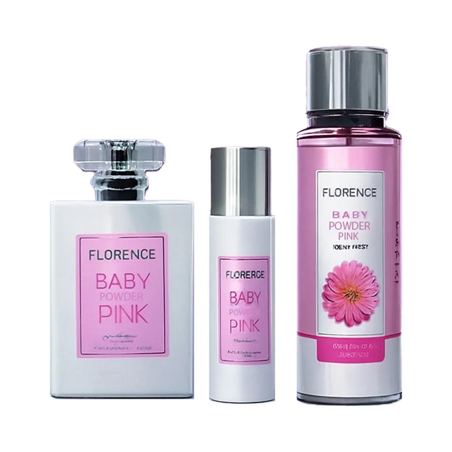 Florence Baby Powder Pink Parfume Body & Hair Mist - 3Pcs Set