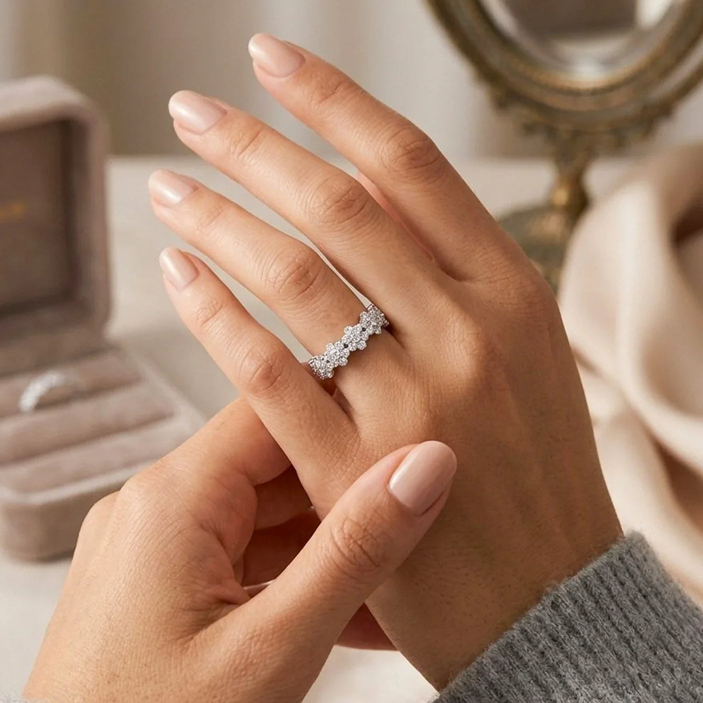 Women's Silver Adjustable Ring #11