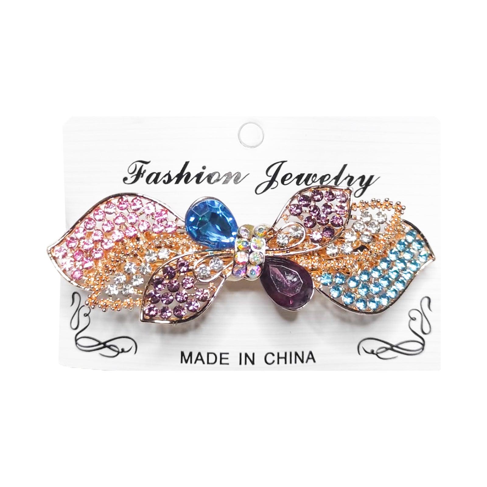 Golden Jewelry Shining Stone Hair Clip - FJ-1