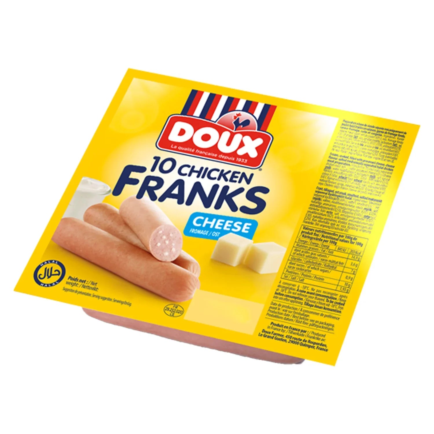 Doux Chicken Franks Cheese 10 Pieces - 400g (Frozen)