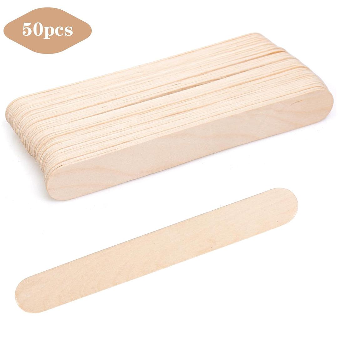 Waxing Natural Wooden Popsicle Sticks - 50Pcs