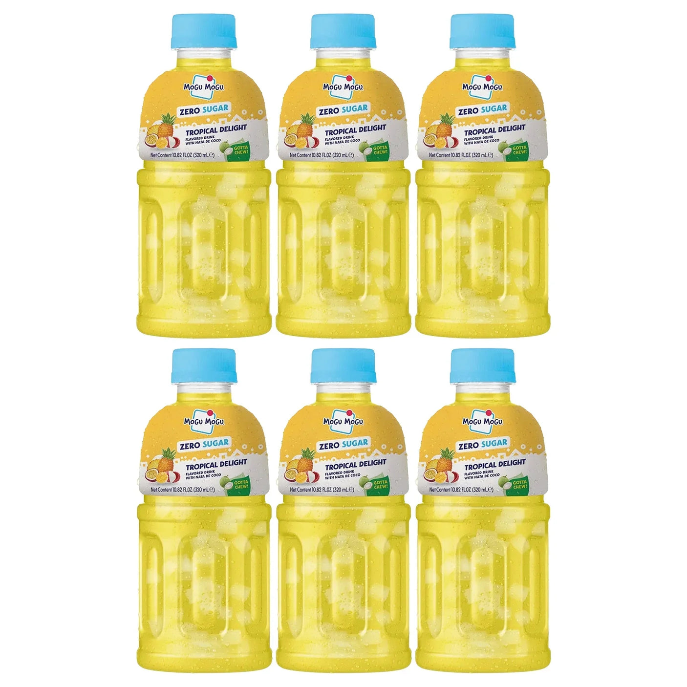 Mogu Mogu Zero Sugar Tropical Delight With Nata De Coco - 320ml × 6 Pcs
