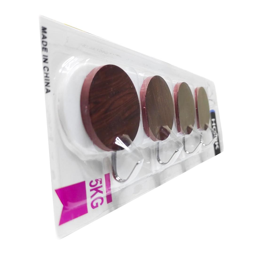 Wooden Plastic Design Fashion Hook - 4 Pcs Set