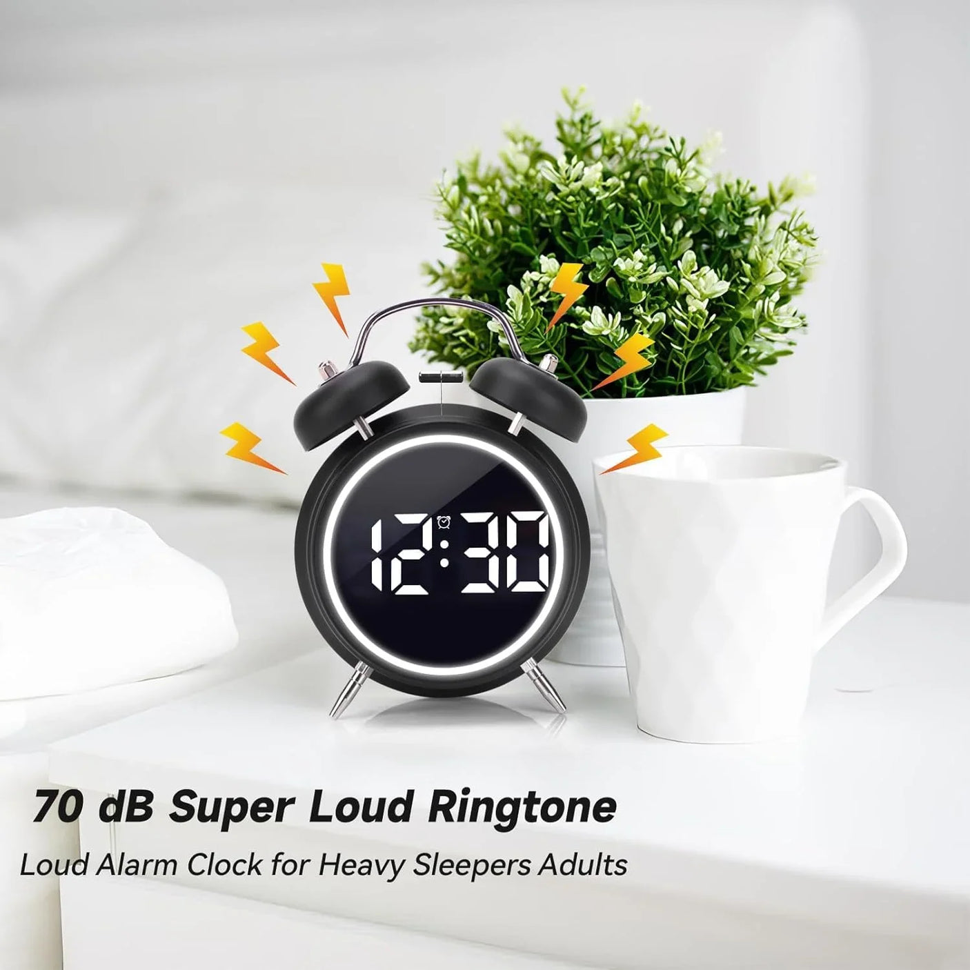 Honey Time LED Display Twin Bell Alarm Clock HL-8896-1