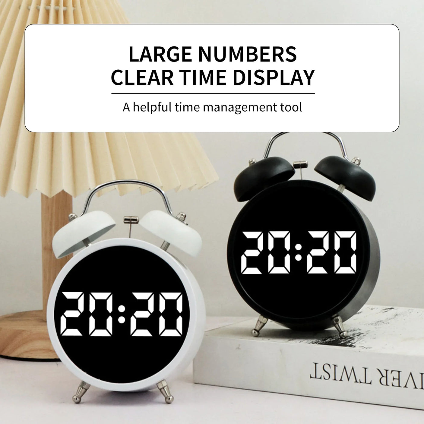 Honey Time LED Display Twin Bell Alarm Clock HL-8896-1