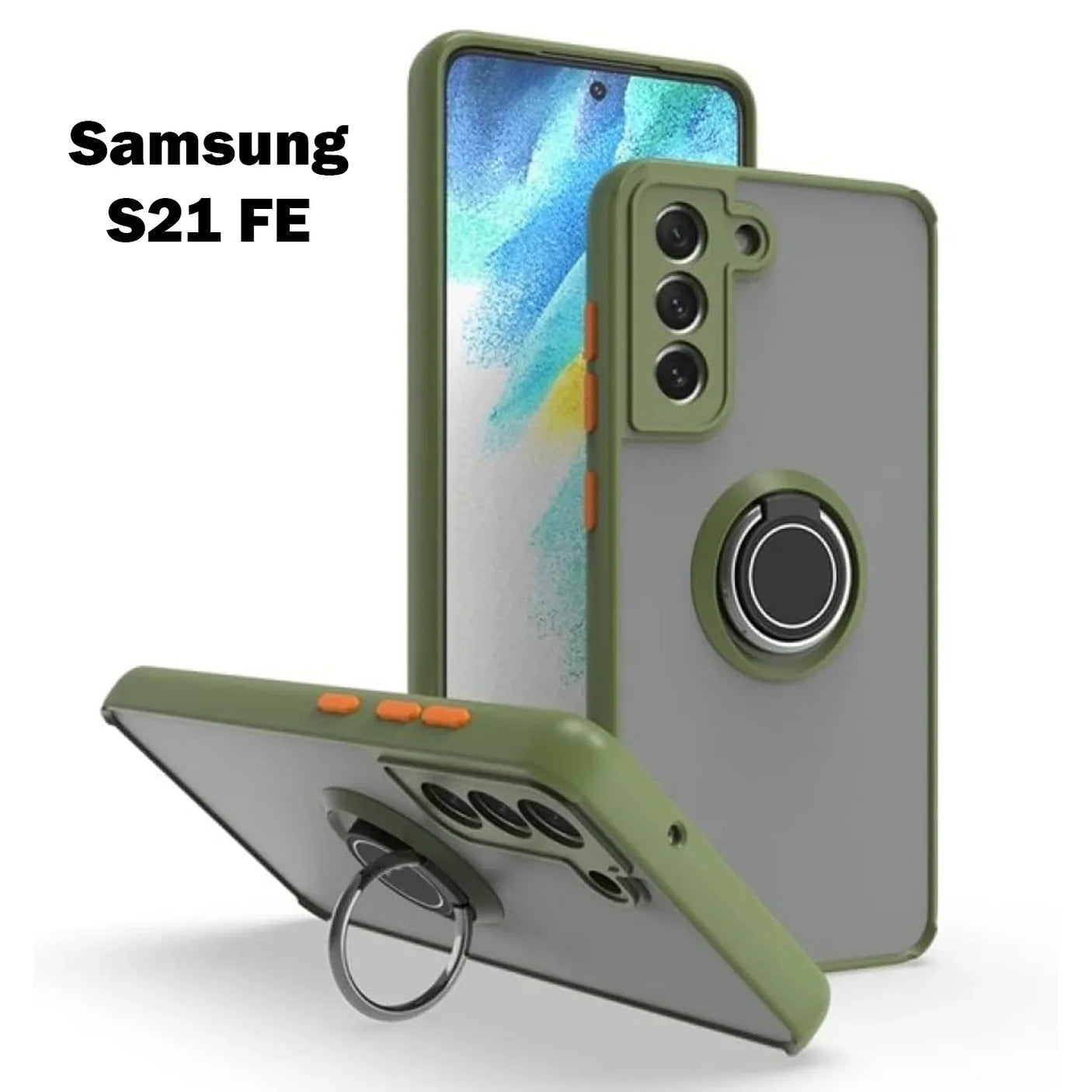 Samsung S21 FE Fashion Smoke Case With Ring Holder