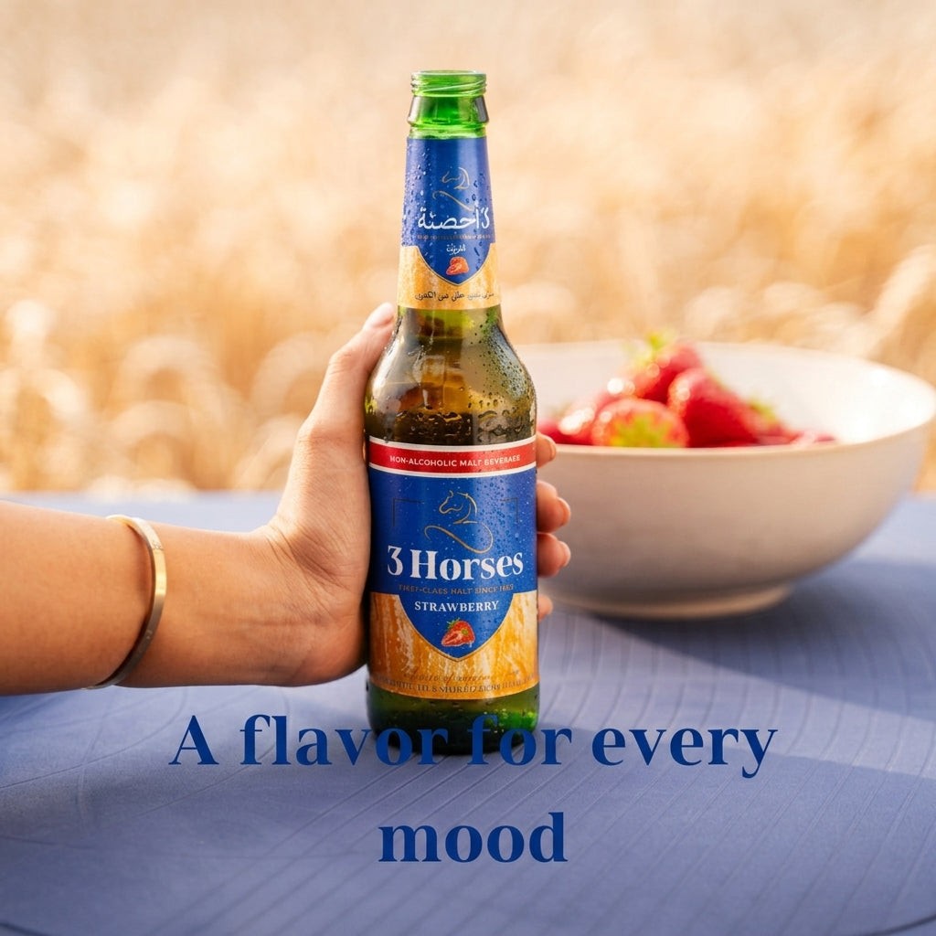 Three Horses First Class Malt Beverage Strawberry - 330ml