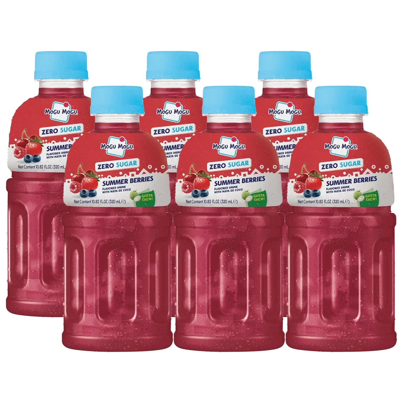 Mogu Mogu Zero Sugar Summer Berries With Nata De Coco - 320ml × 6 Pcs