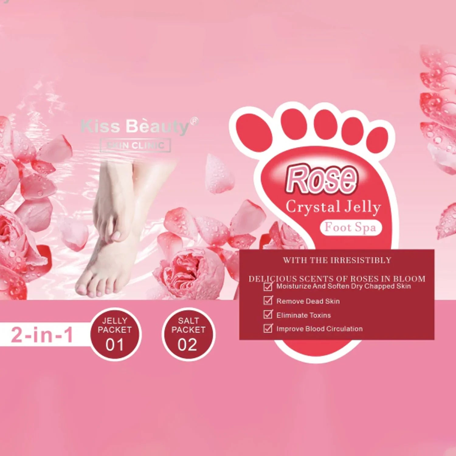 Kiss Beauty Rose Crystal Jelly Foot Spa - 40g+40g