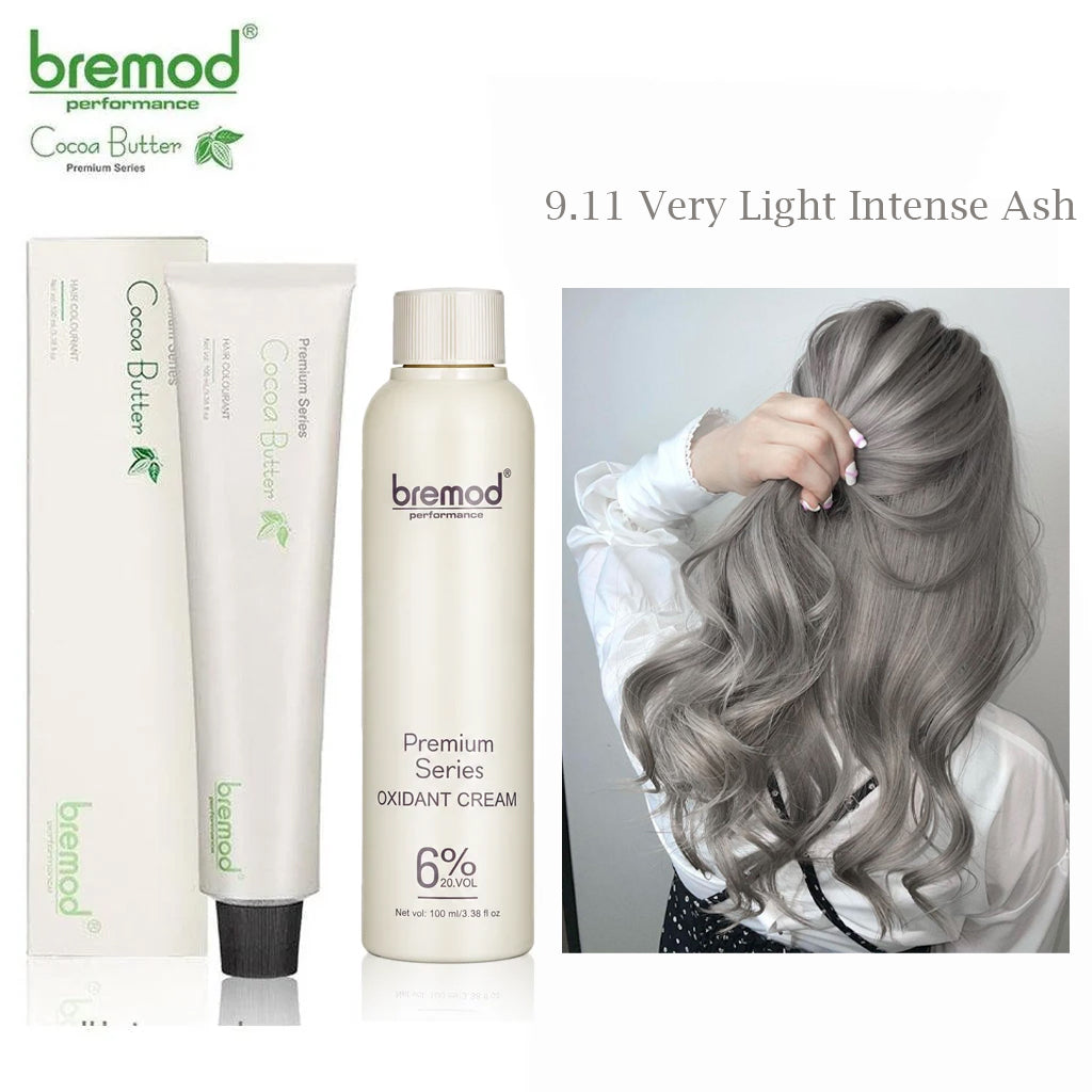 Bremod 9.11 Very Light Intense Ash Hair Color with Oxidizer - 100ml+100ml